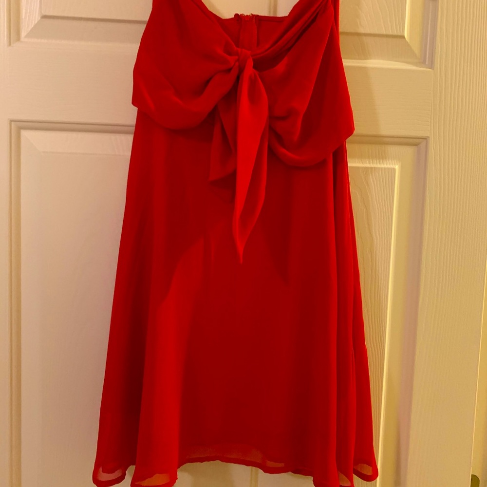 🌻 Solemio occasion dress red chiffon strapless S